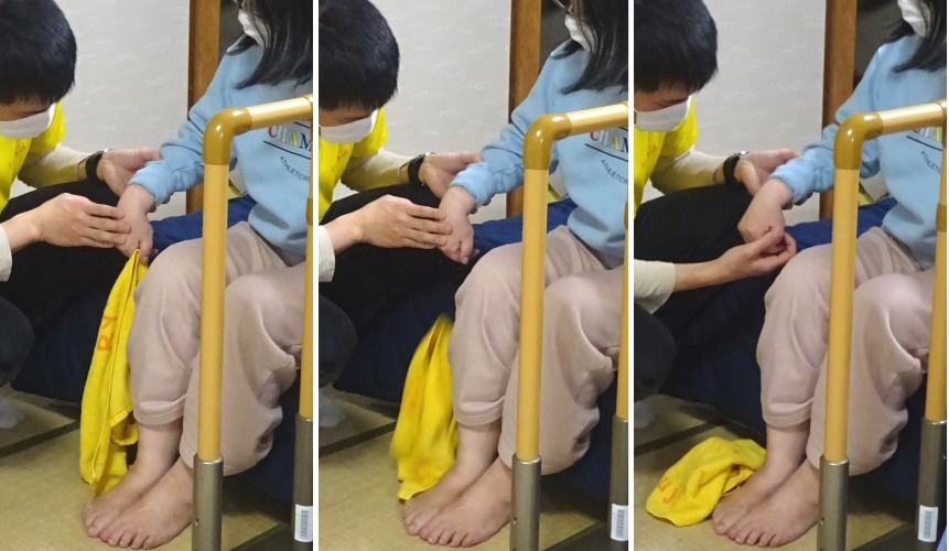 握ったタオルを離す