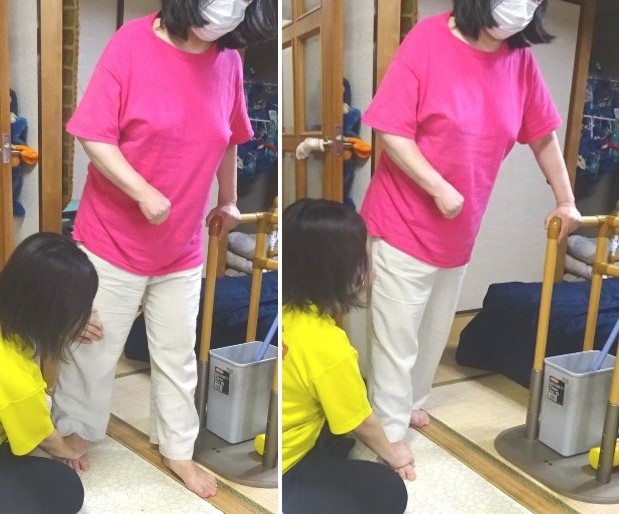 右足を固定したまま左脚を前後に動かす