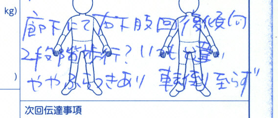 妻のふらつきを記した訪問看護記録(部分)