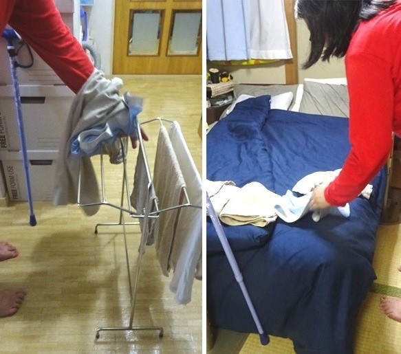 洗濯物を取り込み，畳む