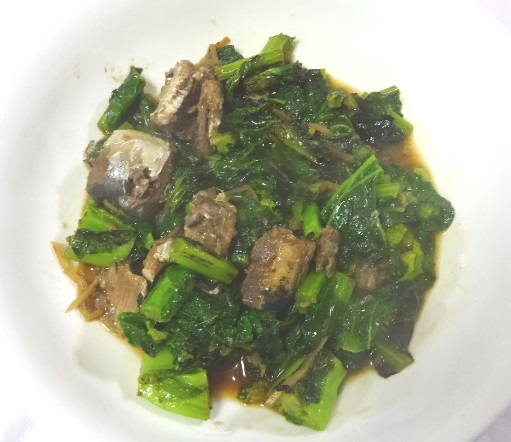 イワシとナバナの豆鼓酒蒸し