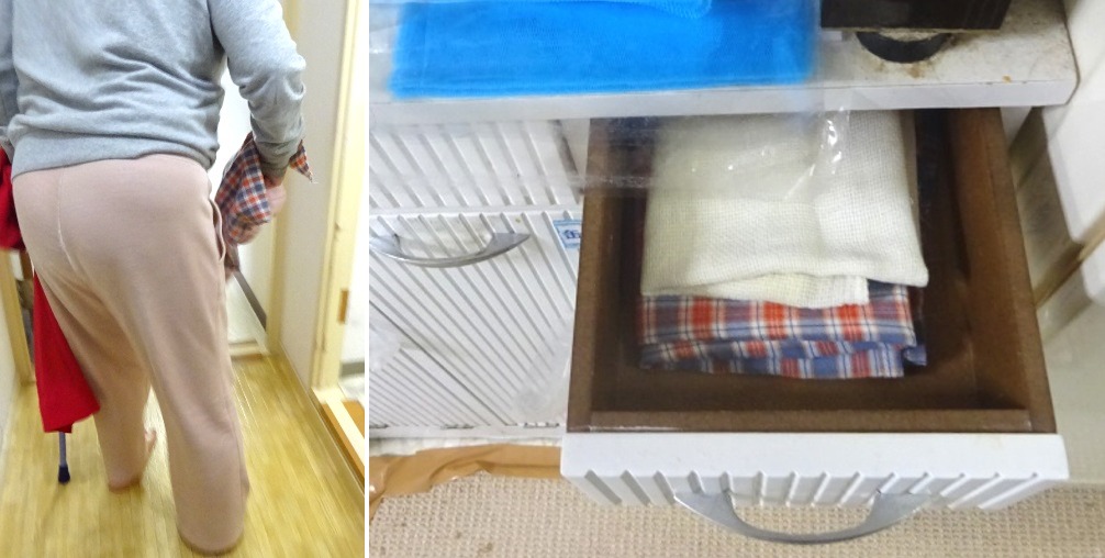 私が使わなかった布巾3枚を洗濯して引き出しに収容