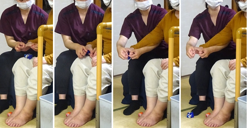 お手玉を掴み,移動して落とす