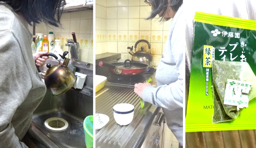 やかんに注水_ティーバッグを出す_ティーバッグの構造