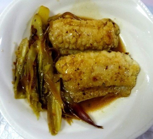 ハモとミョウガの豆鼓酒蒸し