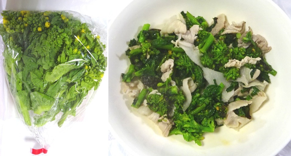 開花したナバナとそのウェイパ炒め