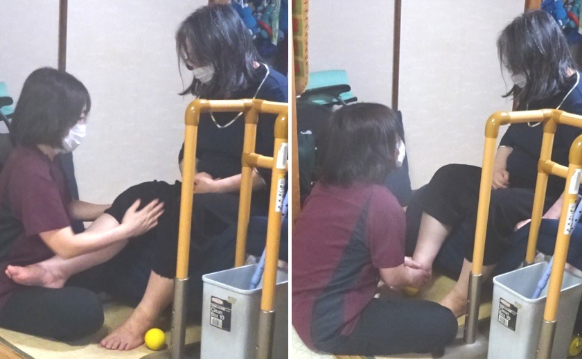 理学療法士さんによる右脚のチェック